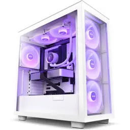 Sistema de refrigeração líquida NZXT Kraken 280 RGB Branco instalado em chassi de PC