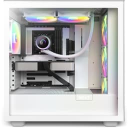 Vista lateral de um chassi com o Sistema de refrigeração líquida NZXT Kraken 280 RGB Branco