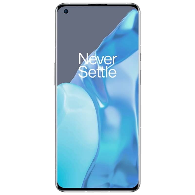 Oneplus 9 Pro 8Go/128Go Argent non scellé, écran bord à bord avec poinçon en haut à gauche, bords fins, façade argentée élégante, slogan Never Settle