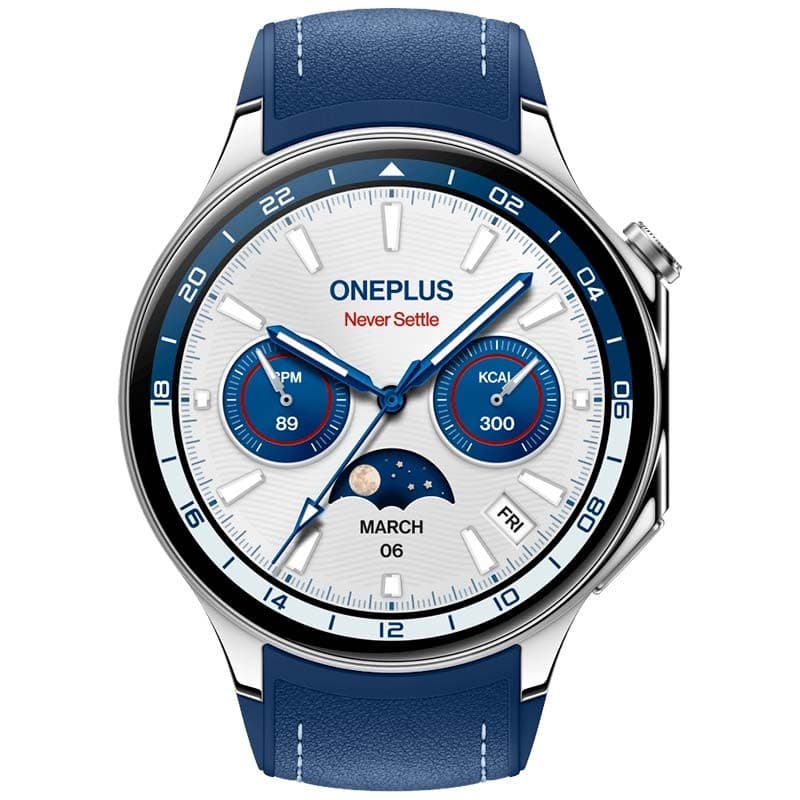vista frontal del Oneplus Watch 2 Azul