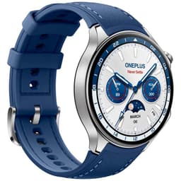 vista frontal y lateral del Oneplus Watch 2 Azul