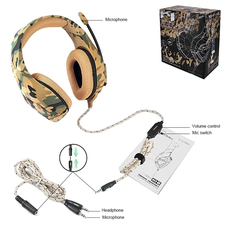 ONIKUMA K1B Amarillo Camuflaje - Auriculares Gaming - Ítem11