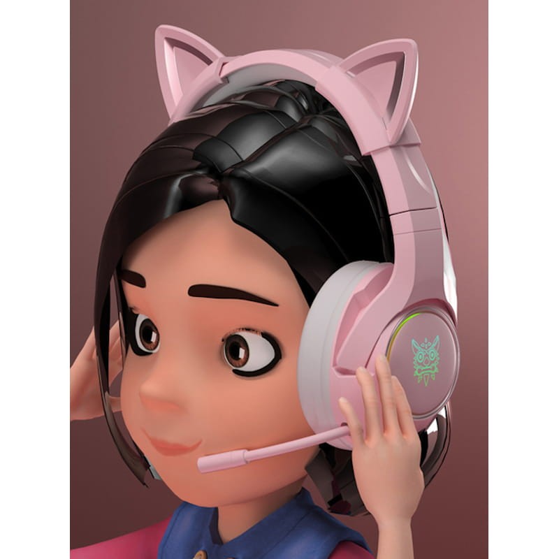 HAOXIU Onikuma K9 Casque de gaming pour fille avec écouteurs, lumières LED  avec microphone, prise jack audio 3,5 mm pour PC (rose) : : Jeux  vidéo