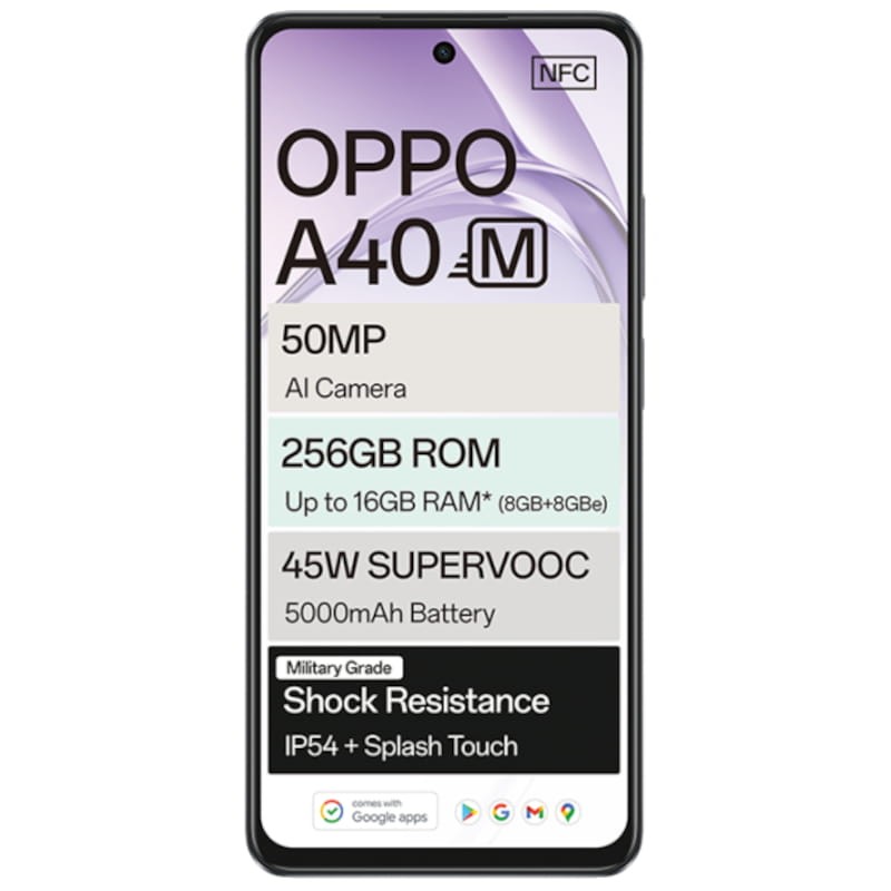 OPPO A40 8GB/256GB Preto - Telemóvel - Item1