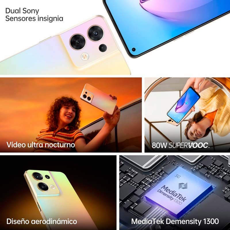 Teléfono móvil Oppo Reno8 5G 8GB/256GB Oro - Ítem3
