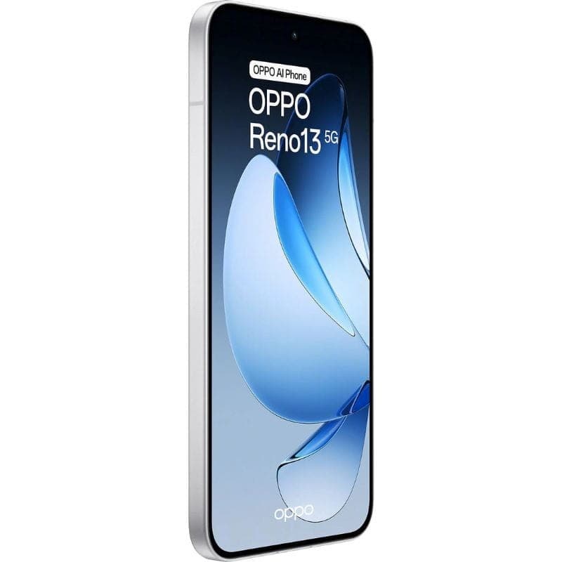 Oppo Reno13 5G 12 Go/256 Go Blanc plume - Téléphone mobile côté gauche