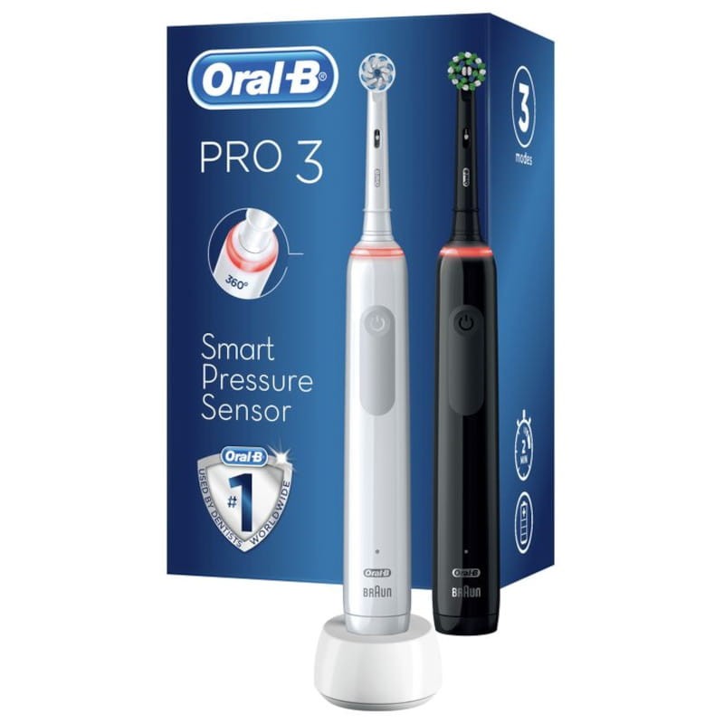 Pacote de 2 Escovas de dentes Oral-B Pro 3 3900 Preto e Branco - Item5