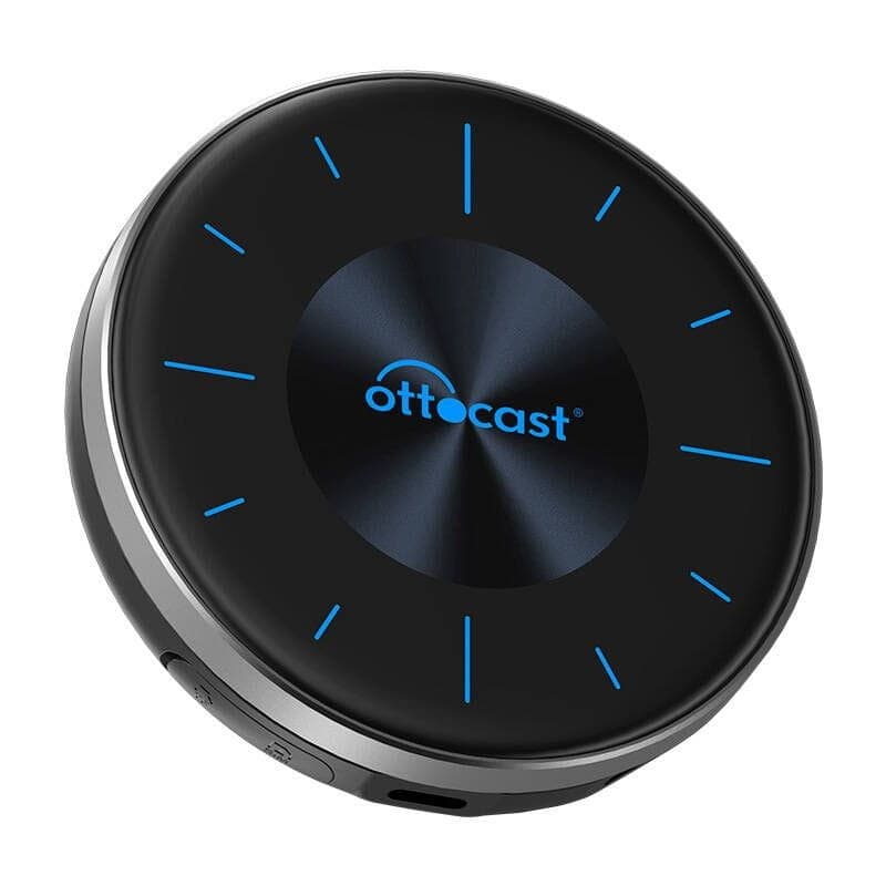 Frontal de Ottocast OttoAiBox P3 SIM 4G LTE Preto - Adaptador sem fios Apple Carplay e Android Auto