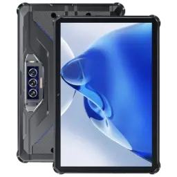 Tablette robuste Oukitel RT7 Titan 10,1 Bleu avec écran bord fin, triple caméra arrière alignée verticalement et coque renforcée noire/grise