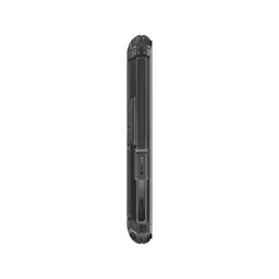 Profil latéral robuste en bleu du Oukitel RT7 Titan 10,1 avec bordures renforcées, texture antidérapante et port 5G protégé, design durci épais