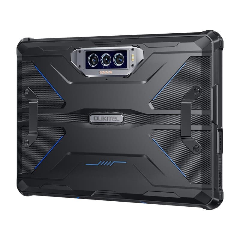 Oukitel RT7 Titan 10,1 12Go/512Go 5G Bleu avec coque renforcée noire, accents bleus, triple caméra arrière et design antichoc robuste