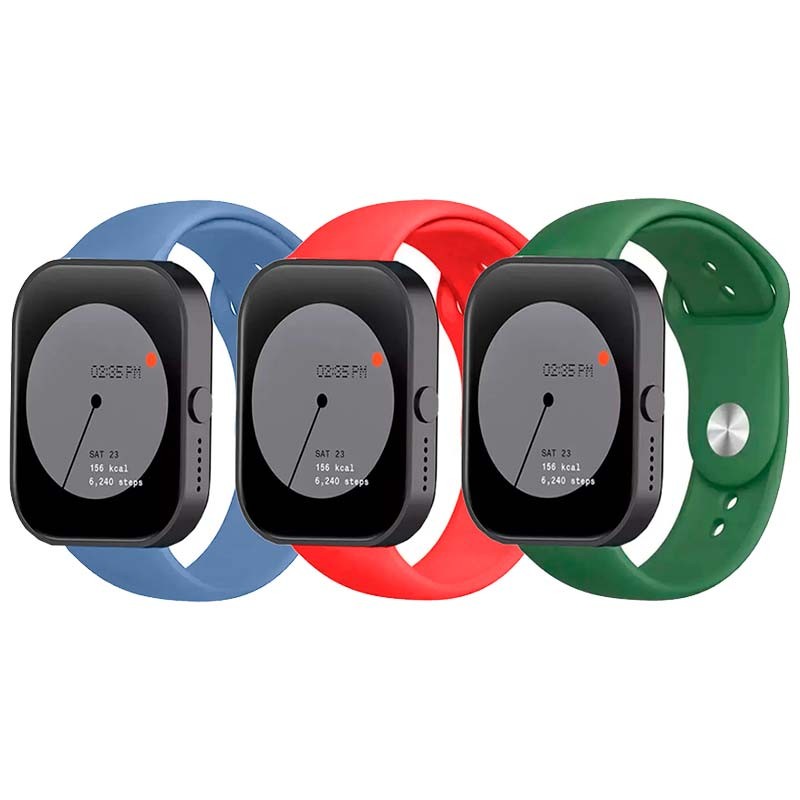 Pack x3 Correa Silicona Elgance para CMF by Nothing Watch Pro 22mm Azul Oscuro, Rojo y Verde - Ítem