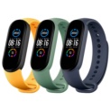 Pacote de 3 pulseiras de silicone originais para Xiaomi Mi Smart Band Azul, Verde e Amarelo - Item