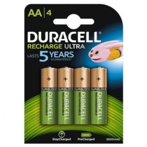 Pack 4x Duracell Recarregável AA 2500 mAh HR06-P