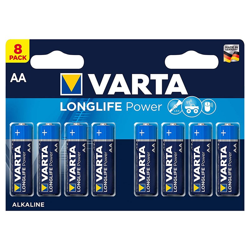 Pack 8x Batteries Varta AA Long Life Power LR06