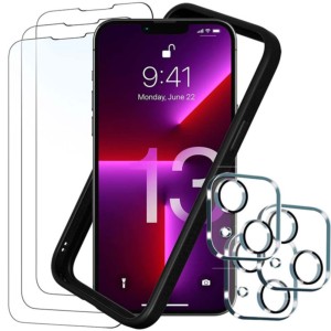 Pack de Accesorios iPhone 14 con 3 Protectores de pantalla + 3 Protectores de cámara + Funda Bumper