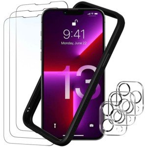 Pack de Accesorios iPhone 13 Pro Max con 3 Protectores de pantalla + 3 Protectores de cámara + Funda Bumper