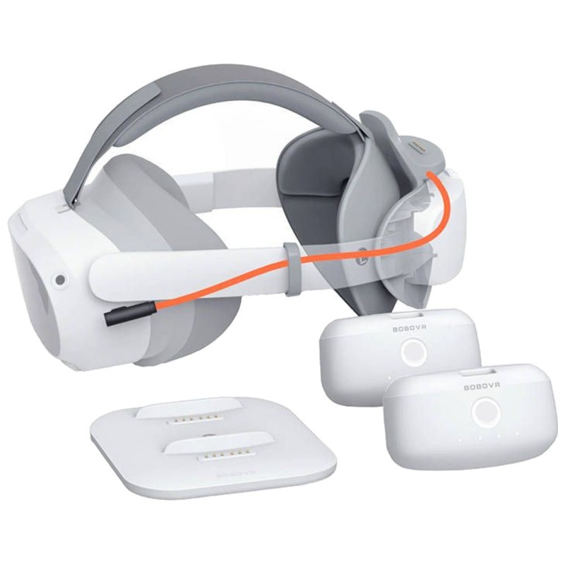 Pacote de Correia para Cabeça BOBOVR ajustável para óculos Pico4 + 2 Baterias + Estação de carregamento branco - Acessórios para óculos VR - Item