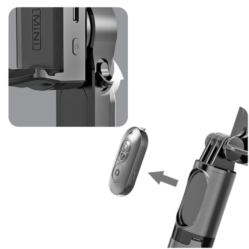 Palo Selfie Gimbal Q09 - Estabilizador de Smartphone Rotación 360º con Mando inalámbrico Negro - Ítem3