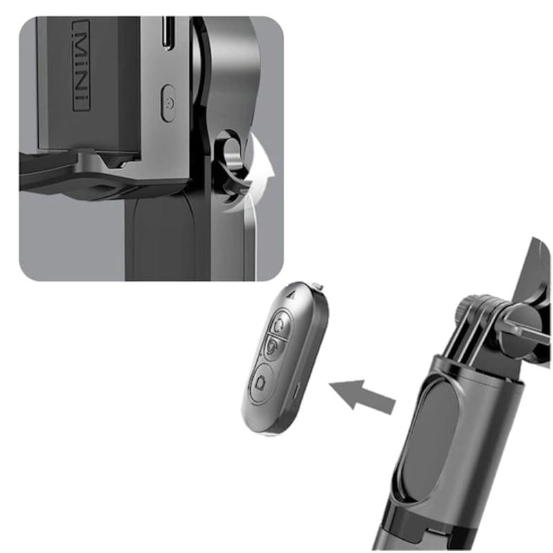 Q09 Selfie Gimbal Selfie Stick - Stabilisateur de Smartphone Rotation à 360º avec contrôleur sans fil Noir - Ítem3