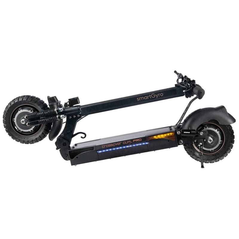 Trotinete elétrica dobrável SmartGyro Crossover Dual Pro Classe B Refurbished com pneus todo-terreno, suspensão dupla e estrutura robusta em preto