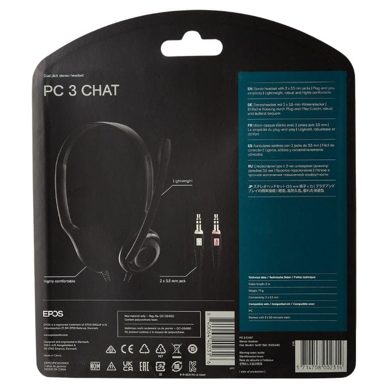 EPOS PC 3 Chat Aux 2 x 3,5 mm 2 metros Negro - Auriculares con micrófono - Ítem6