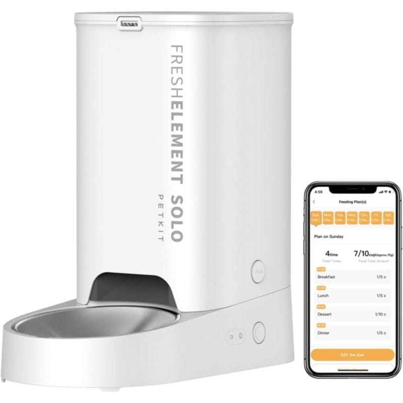 PETKIT Fresh Element SOLO Blanc -Mangeoire Intelligente Pour Animaux - Distributeur Programmable avec Application pour 1 à 10 Repas Quotidiens - Acier Inoxydable Idéal pour Chiens et Chats - Ítem
