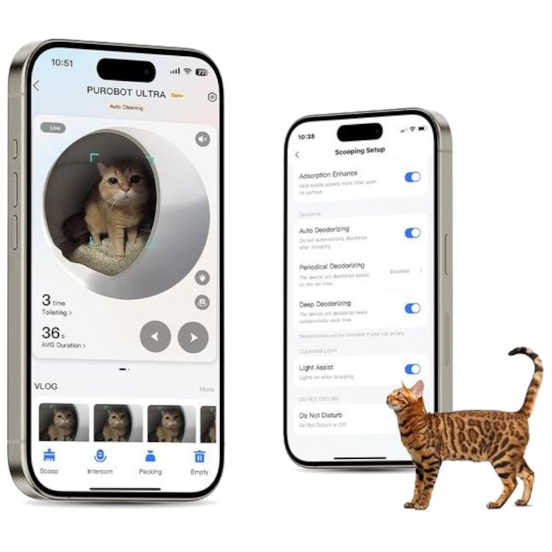 Arenero Automático PETKIT Purobot Ultra - Cámara Con tecnología IA -Reconocimiento Facial - Monitoreo de Salud - Sellado de bolsas tras cada uso - Control APP - Ítem1