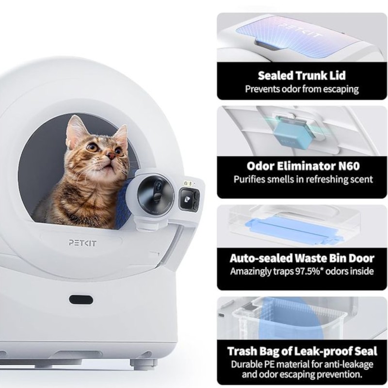Arenero Automático PETKIT Purobot Ultra - Cámara Con tecnología IA -Reconocimiento Facial - Monitoreo de Salud - Sellado de bolsas tras cada uso - Control APP - Ítem5