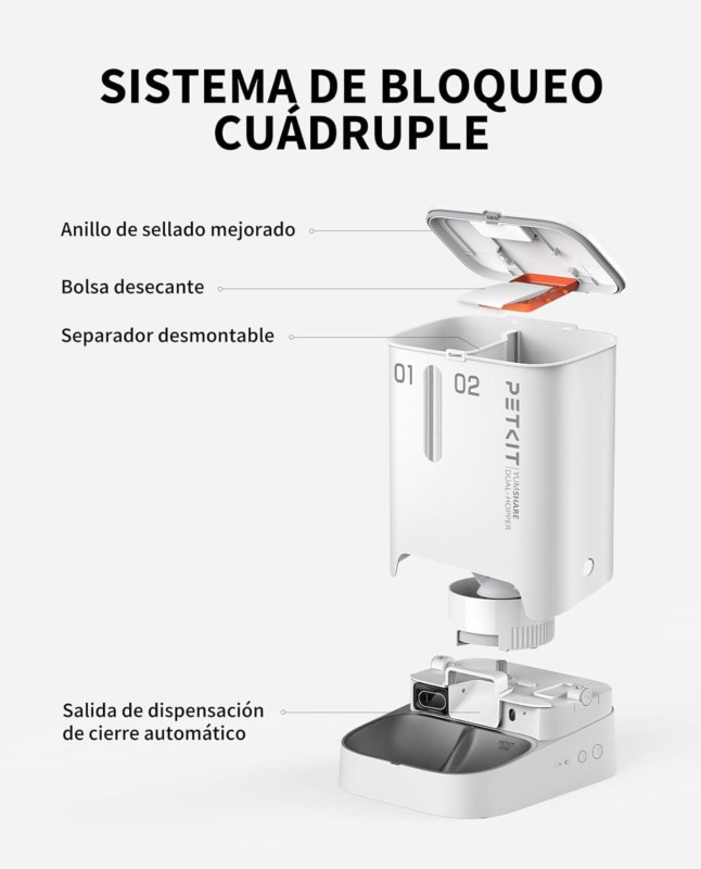 Petkit Yumshare Dual-Hooper Con Cámara Blanco - Comedero Automático - Desprecintado - Ítem2