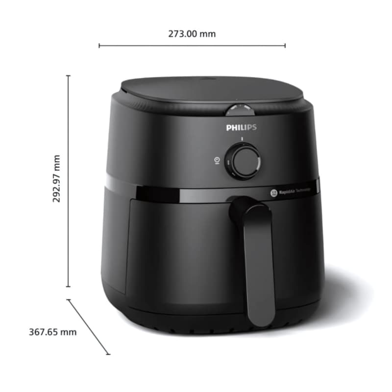 Dimensiones de la Freidora de aire Philips 1000 series NA120/00 4.2 L Negro