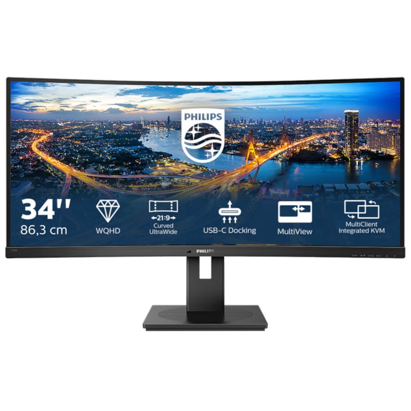 Philips 346B1C 34 Quad HD VA 100 Hz UltraWide Curvo Preto - Monitor PC - Item