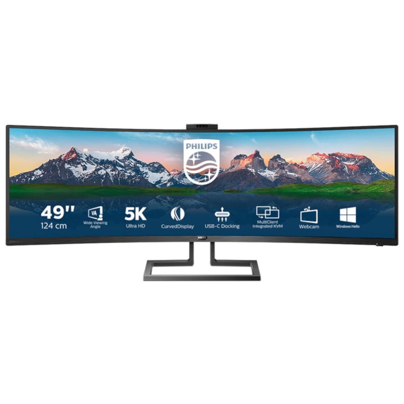 Philips 499P9H - Monitor UltraWide Curvo 49 Pulgadas - QHD - Webcam  Integrada