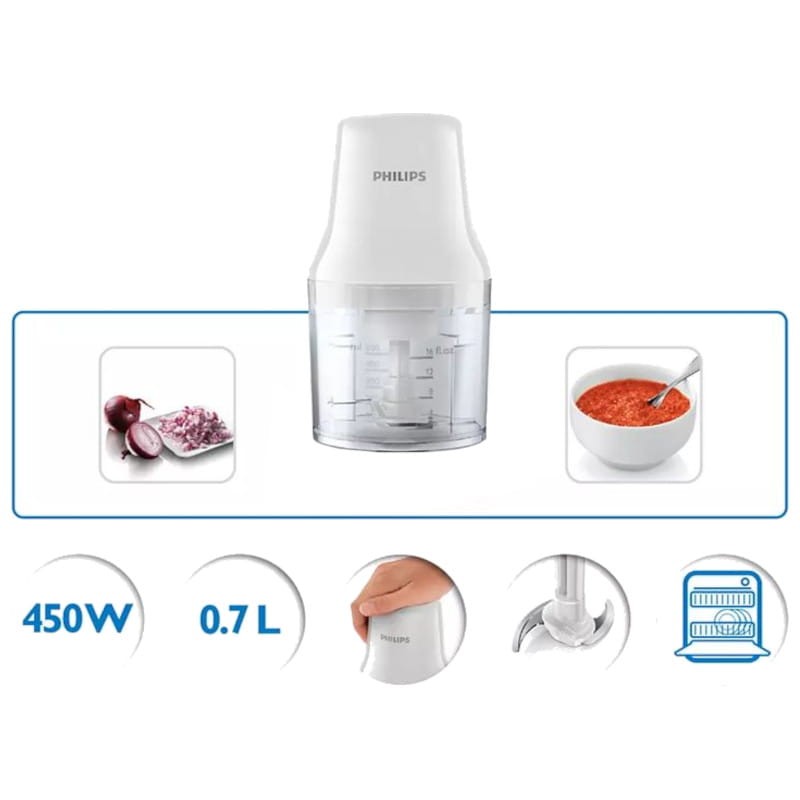 Picadora Philips Daily Collection 450 W 0,7L 2 Cuchillas Blanco - Ítem4