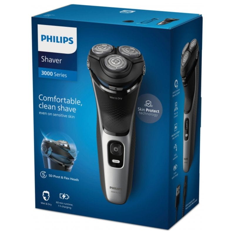 Afeitadora eléctrica Philips Shaver 3000 Series S3143/00 Negro/Plata - Ítem1