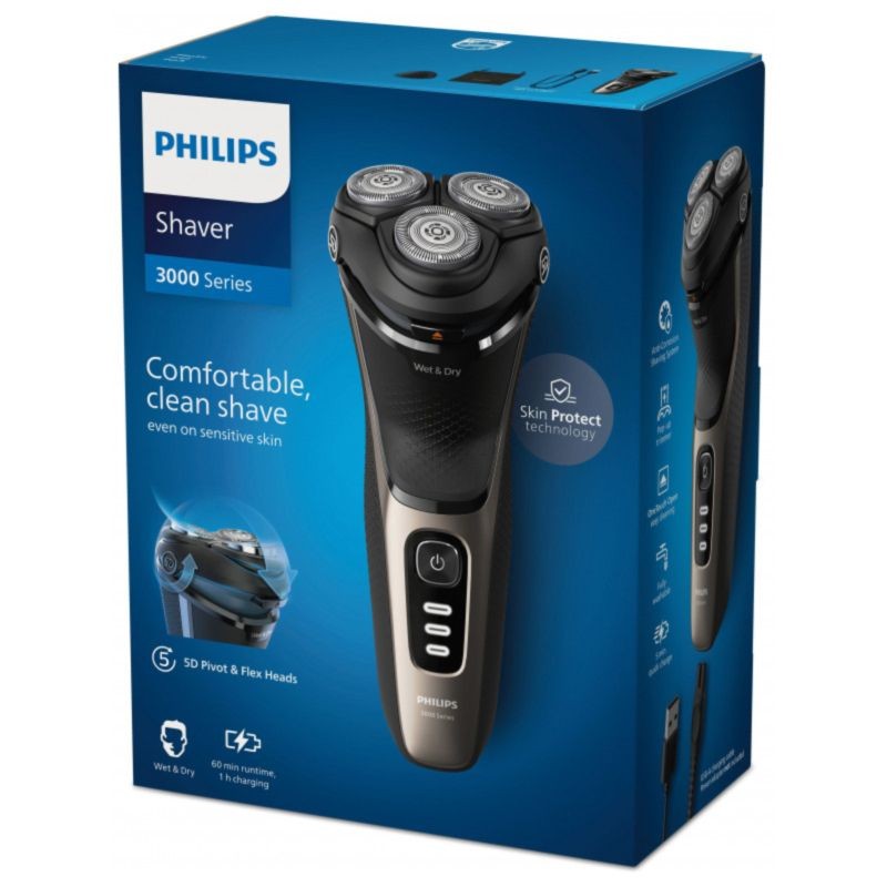 Rasoir électrique Philips Shaver 3000 Series S3242/12 Noir/Or - Ítem1
