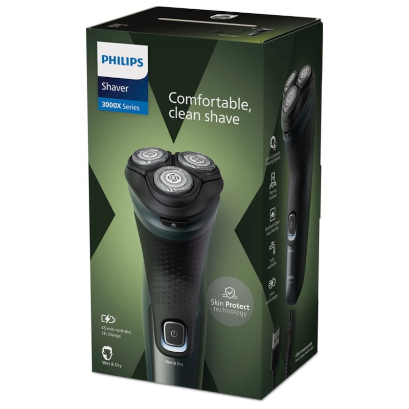 Philips Shaver 3000X Series X3052/00 Negro/Verde - Afeitadora Eléctrica - Ítem1