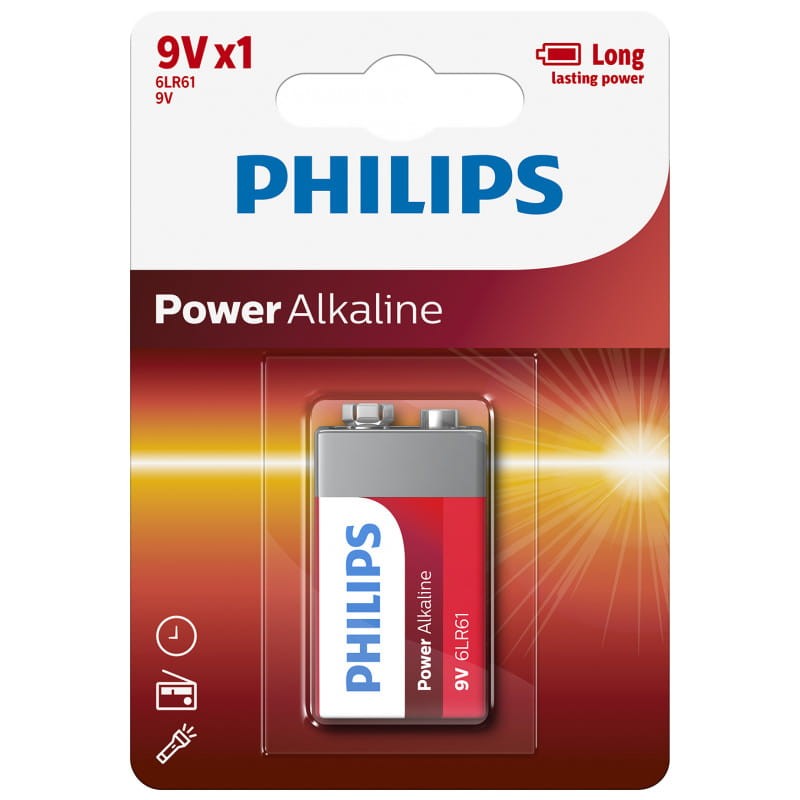 Batería Philips Alcalina 9V 6LR61P1B - Ítem