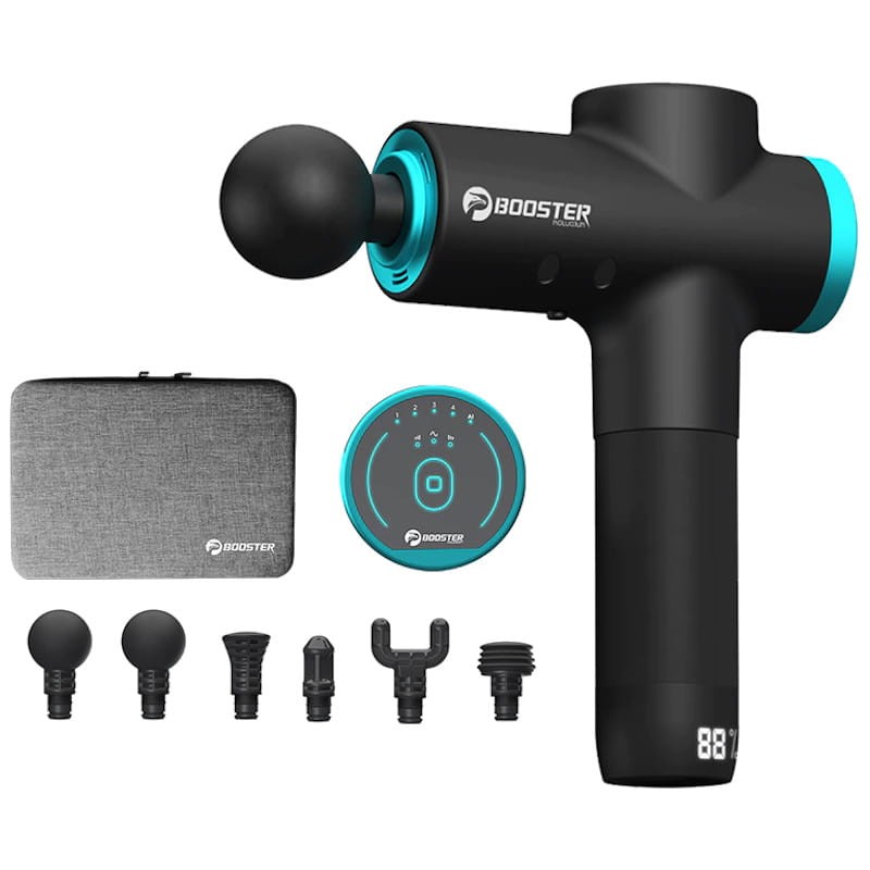Pistola de Massagem Muscular Booster 12V-M2 6 Cabeças LCD Redução de Ruído - Item1