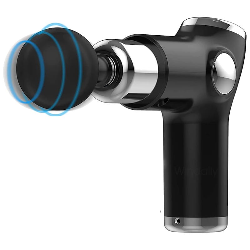 Mini Pistolet de Massage Musculaire 4 Têtes 32 Niveaux Écran LCD Noir