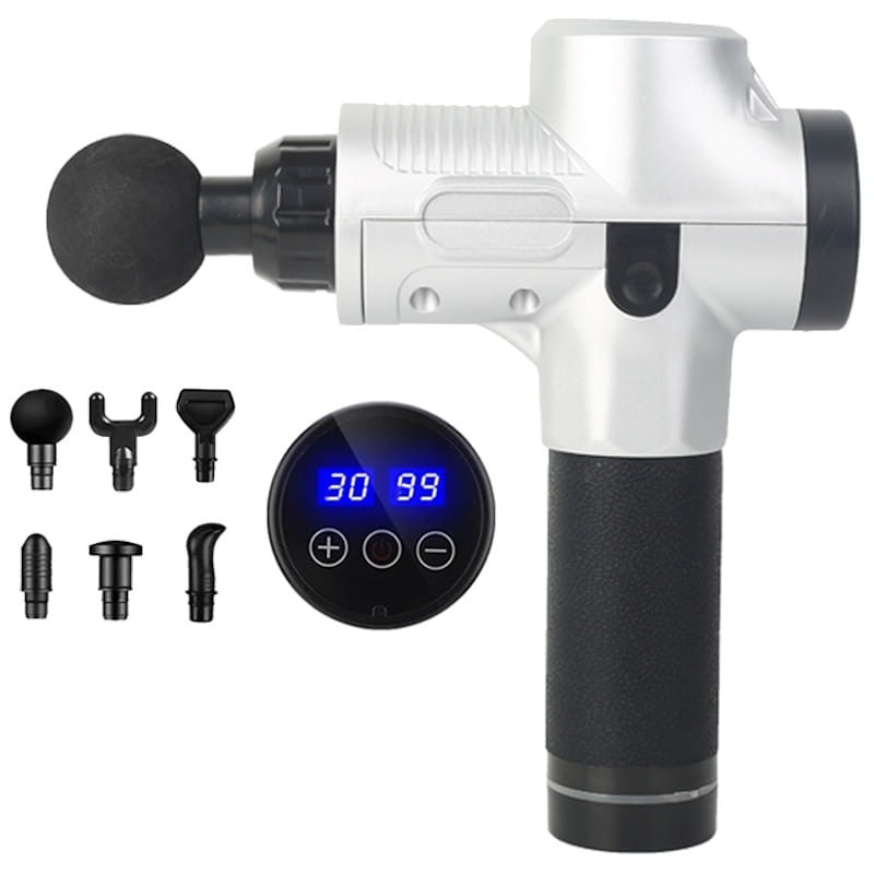 Pistola de Masaje Muscular MG-009 6 Cabezales 30 Niveles Blanco - Ítem1