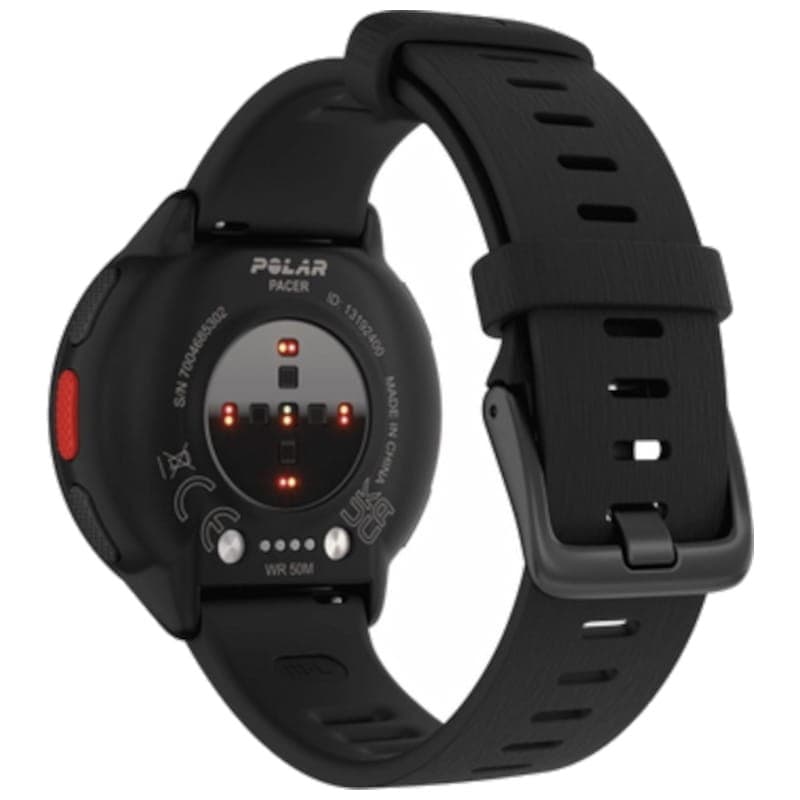 Polar Pacer Preto - Vista traseira do relógio inteligente