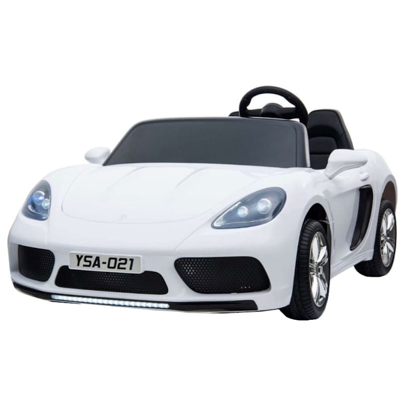 Voiture Electrique Pour Enfants 12V Roadster Style Porsche Blanc 