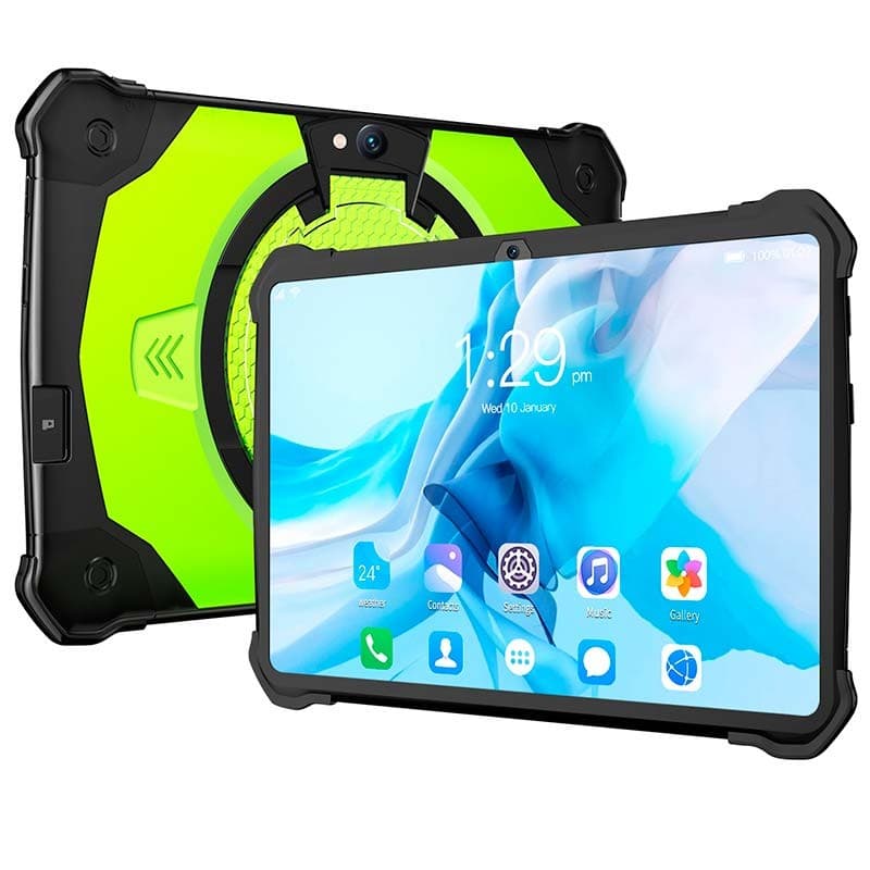 Vista frontal e traseira do Tablet para Crianças Powerbasics Q8C2-JJ Verde