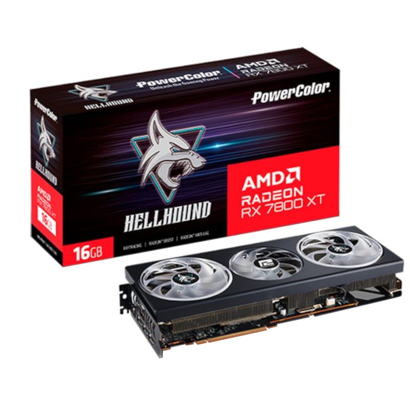 PowerColor Hellhound Radeon RX 7800 XT 16GB-L/OC GDDR6 Preto - Placa Gráfica - Item