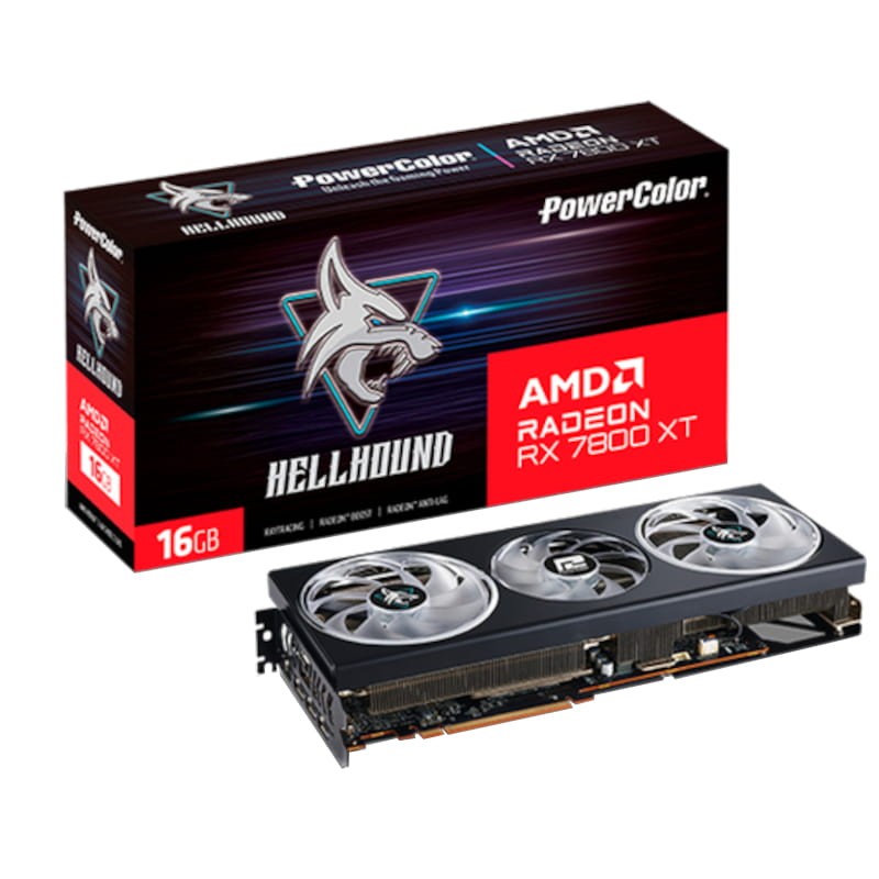 PowerColor Hellhound Radeon RX 7800 XT 16GB-L/OC GDDR6 Negro - Tarjeta Gráfica - Ítem