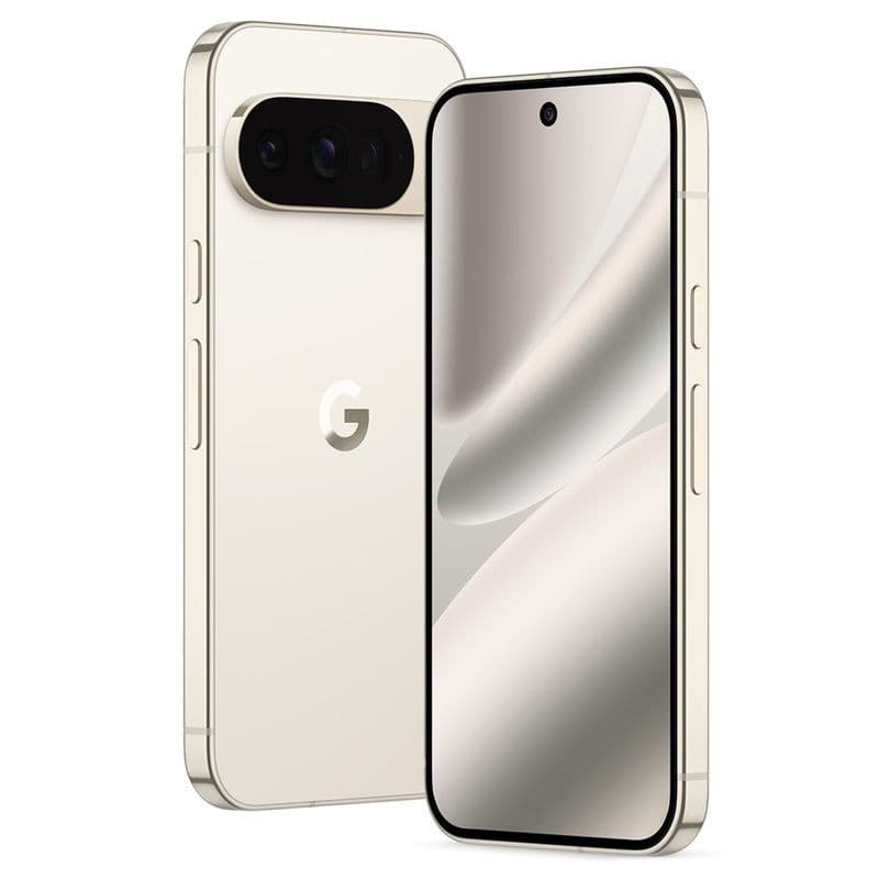 Google Pixel 10 Pro Porcelaine rénové Excellent état écran bord à bord perforation centrale bords fins coloris ivoire 16 Go 128 Go face avant élégante