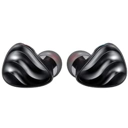 FiiO FH3 Noir – écouteurs hybrides intra-auriculaires noirs, coques ondulées mates, embouts silicone gris et rouges, repères L et R colorés