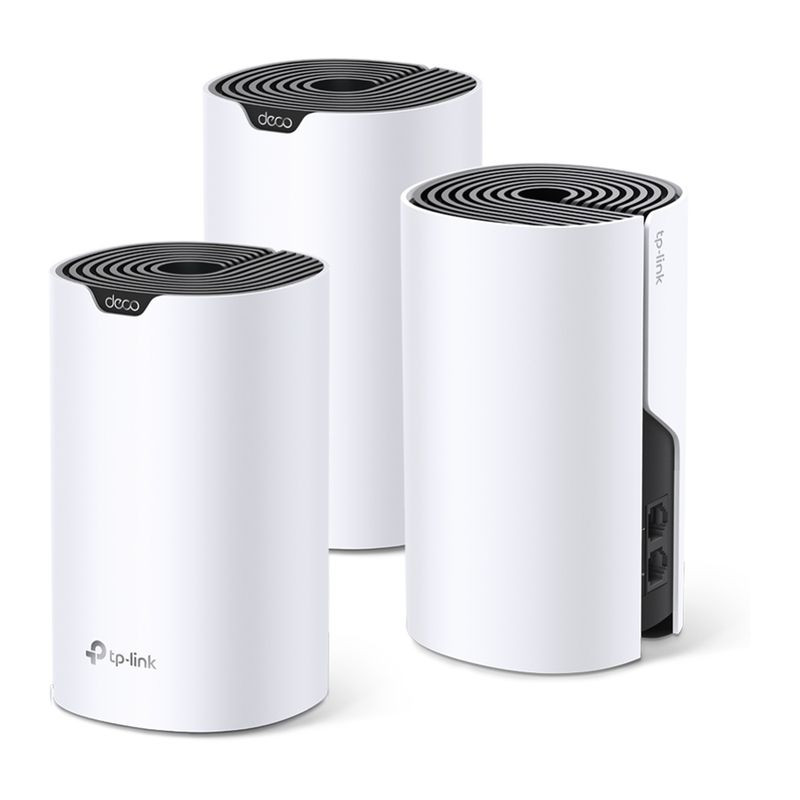 TP-Link Deco S4 Pack de 3 routeurs mesh cylindriques blancs, dessus noir à spirales, design minimaliste AC1200 pour couverture Wi-Fi étendue - Ítem1