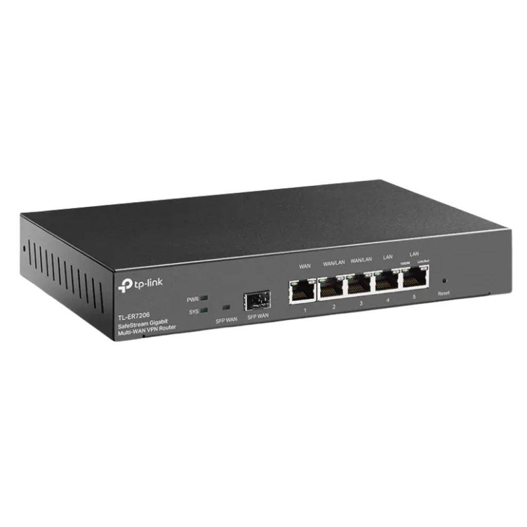 Vue avant du routeur TP-Link TL-ER7206 avec ports Gigabit et SFP - Ítem1